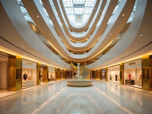 Sophisticated interior of SKP Beijing luxury mall with dramatic architecture and high-end retail displays
