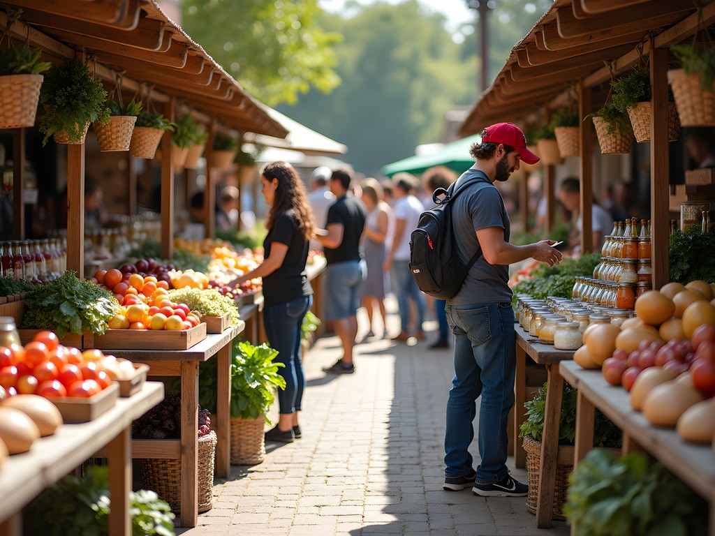 Colorful displays of local produce and artisan foods at Bentonville Farmers Market