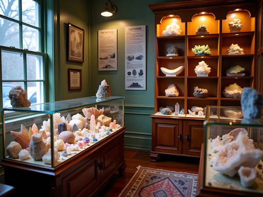 Display of healing crystals and stones at Crystal Energy shop in Bridgeport