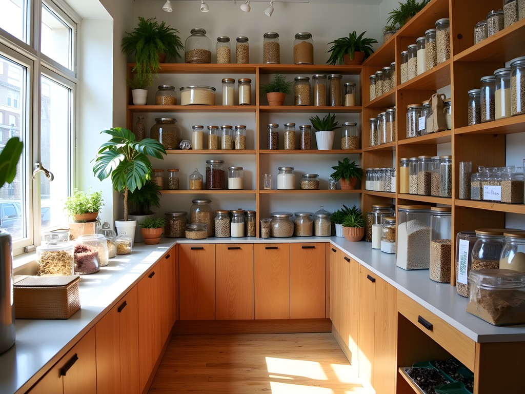 Interior of a zero-waste shop in Brighton with bulk bins and sustainable products