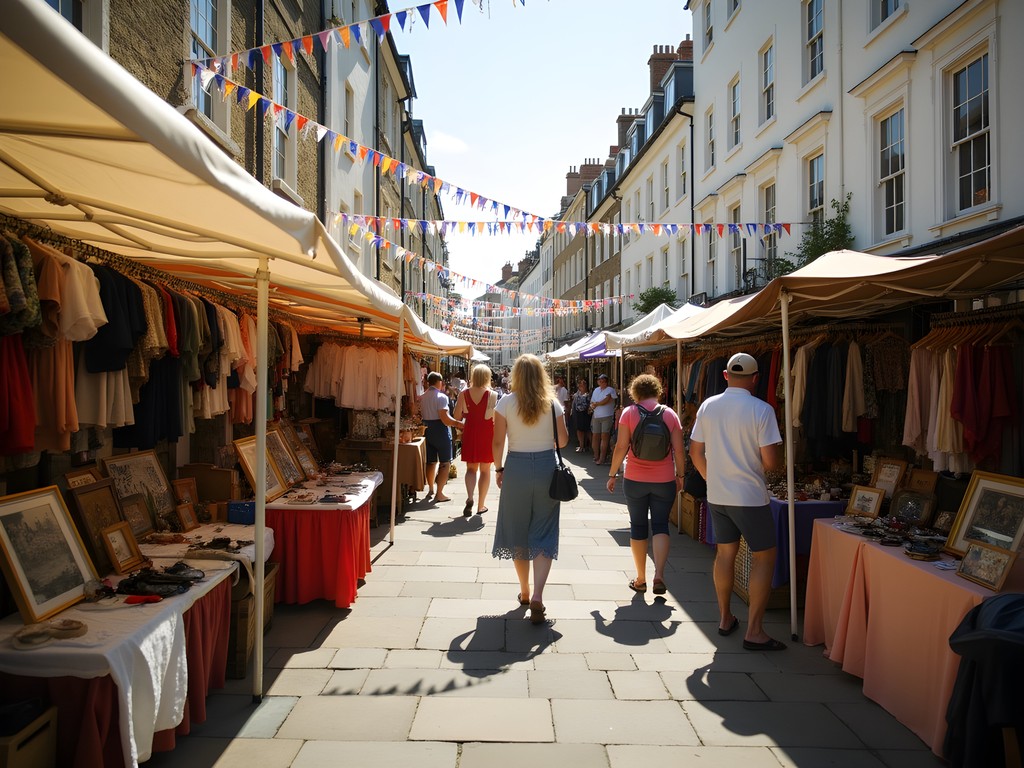 Bustling Upper Gardner Street Market in Brighton with vintage and antique stalls