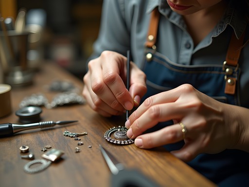 Jeweler working with precision tools at The Shop Brooklyn Park