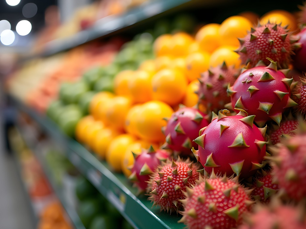 Vibrant produce display at Dragon Star Supermarket in Brooklyn Park