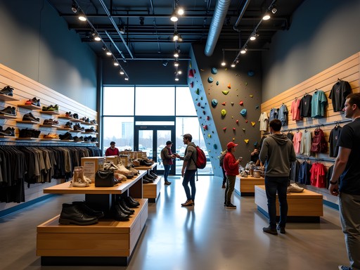 Innovative retail space with climbing wall at Noble Sports in Brooklyn Park