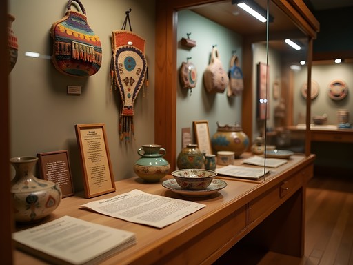 Display of indigenous-inspired crafts and educational materials at Cedar Rapids History Center