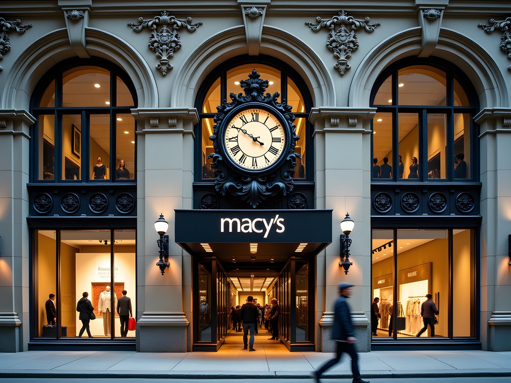 Historic Macy's (former Marshall Field's) department store on State Street in Chicago with shoppers