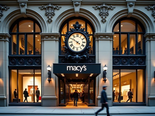 Historic Macy's (former Marshall Field's) department store on State Street in Chicago with shoppers