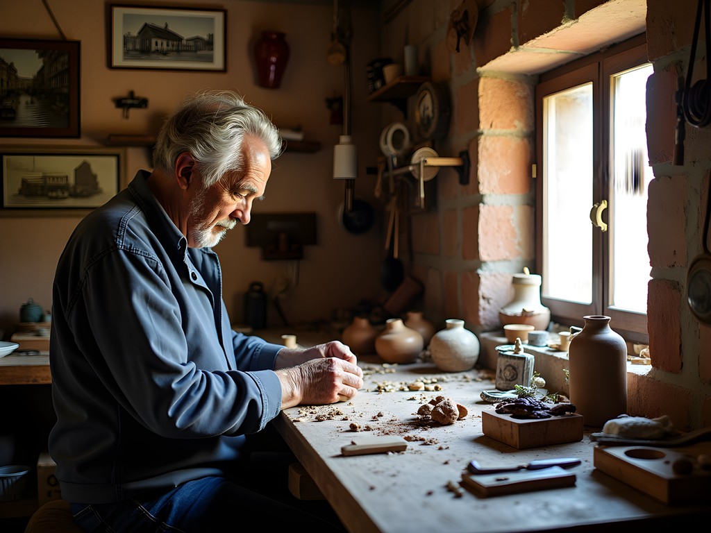 Local artisan creating handmade products in traditional Cinque Terre workshop