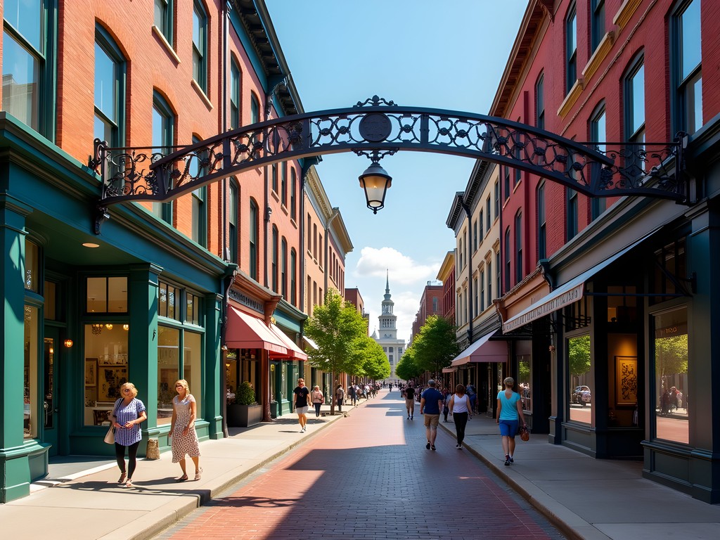 Colorful storefronts and art galleries along High Street in Columbus's Short North Arts District