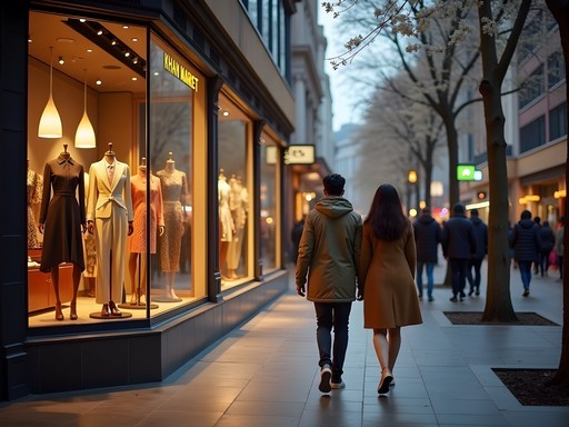 Upscale boutiques with traditional and modern Indian designs at Khan Market in Delhi