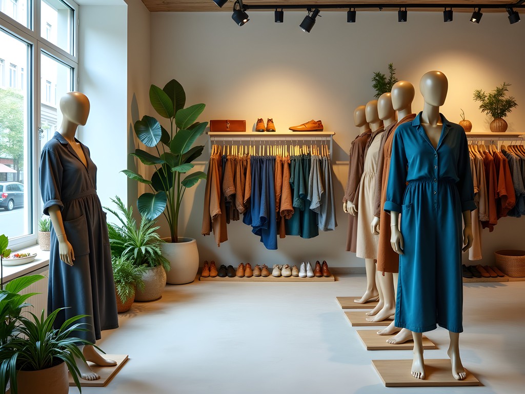 Interior of Kwirl sustainable fashion boutique in Graz's Lend district showing eco-friendly clothing displays