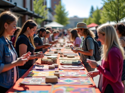 Cultural pop-up event at Gresham Station Shopping Center with diverse vendors and shoppers