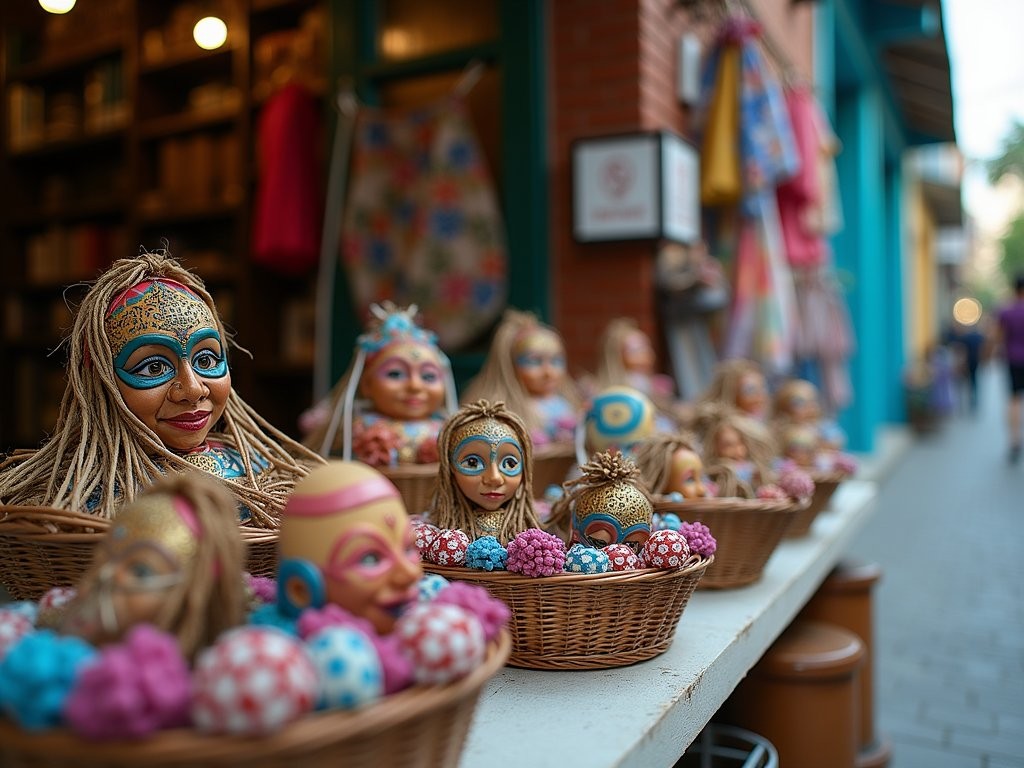 Colorful artisan stalls at El Mercado weekend market in Guaynabo, Puerto Rico