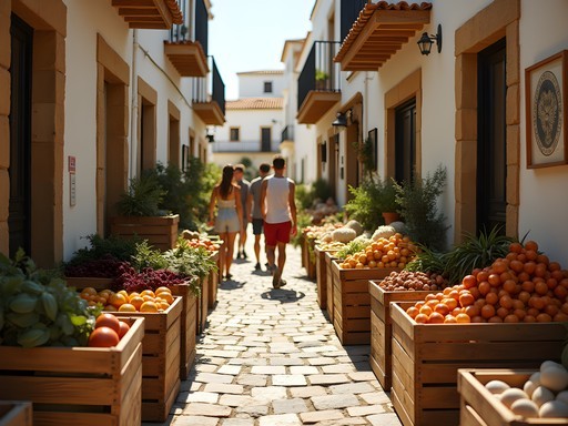 Local farmers and artisans displaying goods at the intimate Sunday market in San Joan village, Ibiza