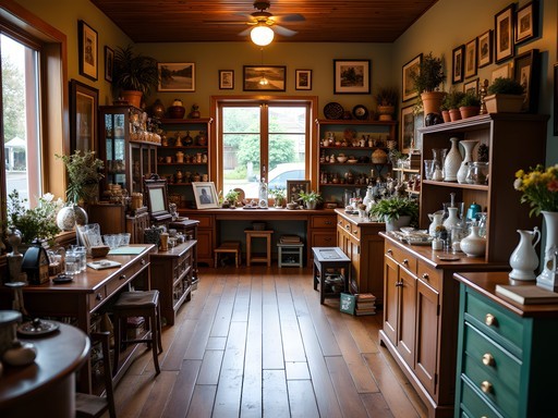 Interior of charming vintage shop in Invercargill with carefully arranged displays