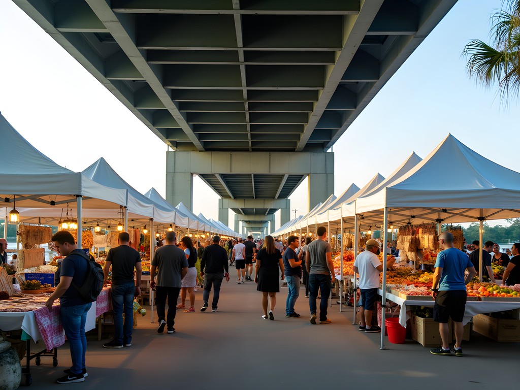 Busy Saturday morning at Riverside Arts Market under the bridge in Jacksonville