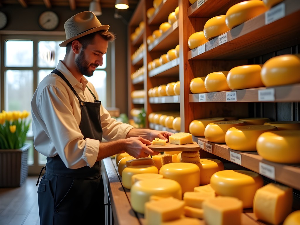 Traditional Dutch cheese tasting at local Lisse cheese shop