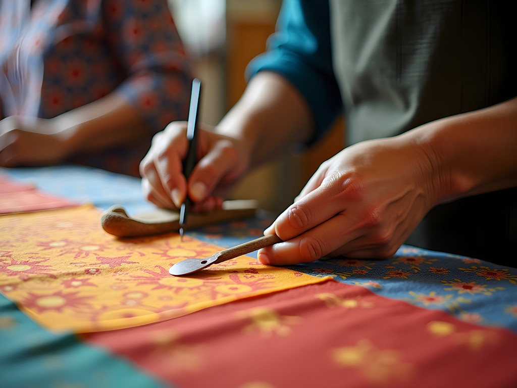 Traditional batik demonstration at Kuala Lumpur's Central Market
