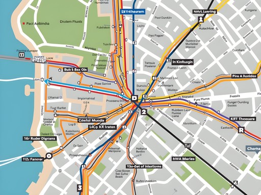 Map showing key shopping districts and transportation routes in Kuala Lumpur