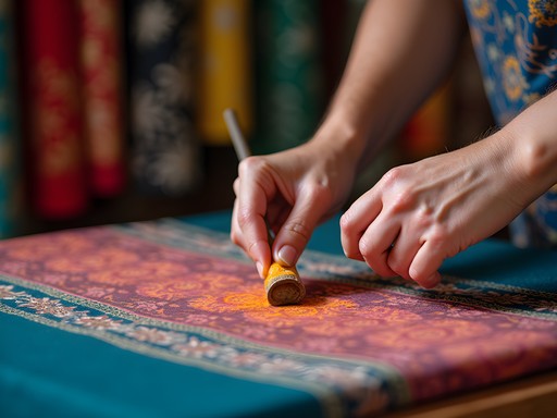 Batik demonstration at Kompleks Kraf Kuala Lumpur with artisan showing wax application technique