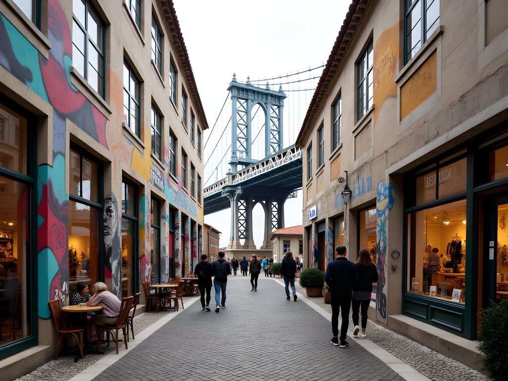 Colorful street art and boutique shops at LX Factory in Lisbon