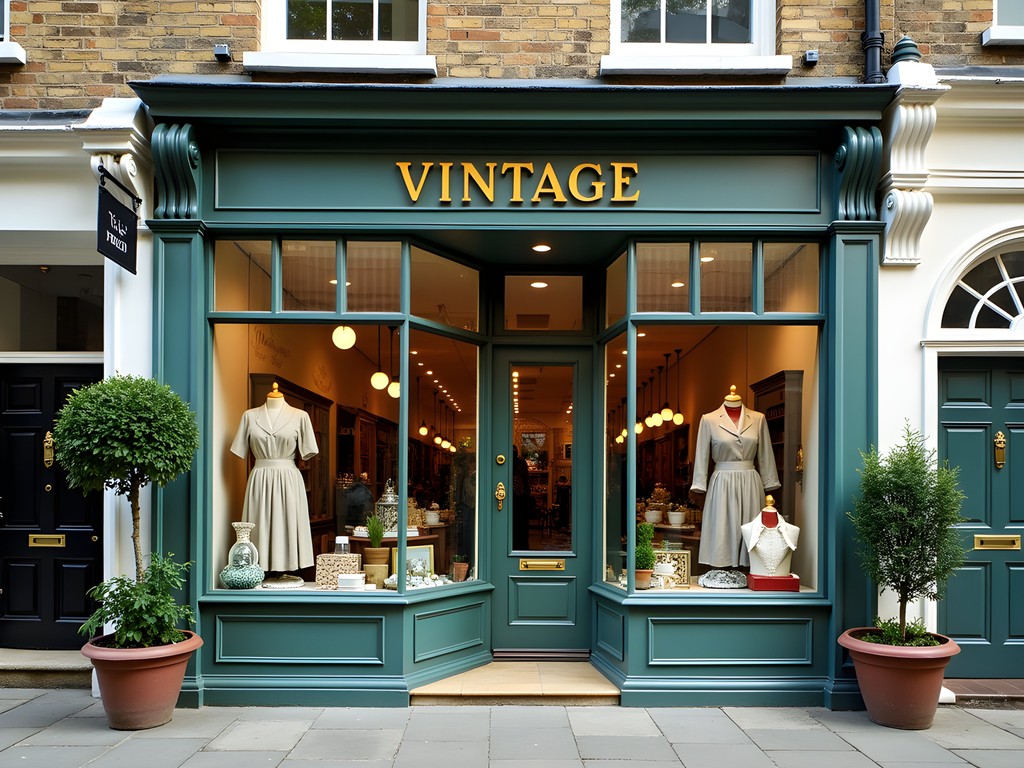 Charming vintage shop on a Marylebone side street with classic British architecture
