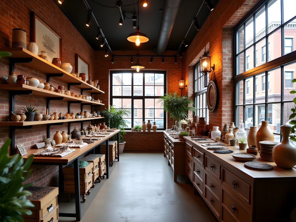 Woman browsing handcrafted items in a stylish NuLu boutique
