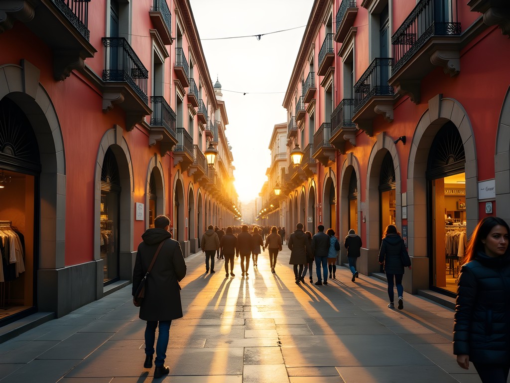 Bustling shopping street in Mexico City's historic center with colonial architecture