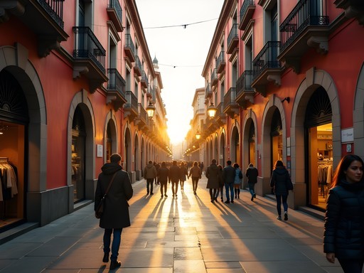 Bustling shopping street in Mexico City's historic center with colonial architecture