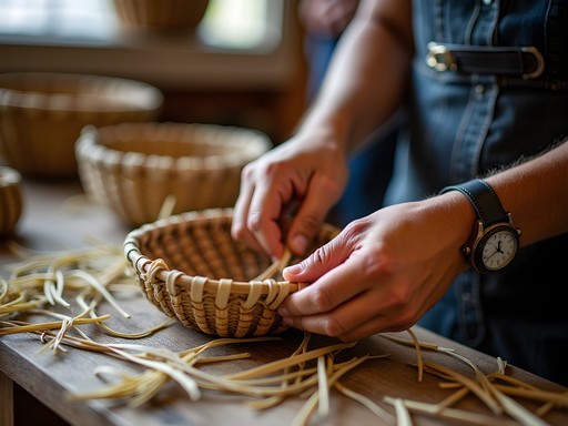 Traditional indigenous basketry demonstration in Monterey Peninsula