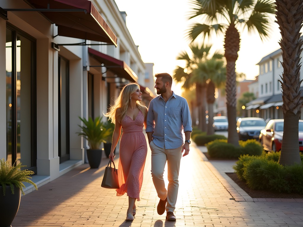 Couple shopping at boutiques in Shelmore Village, Mount Pleasant