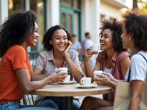 Friends taking a coffee break during shopping trip at Myrtle Beach