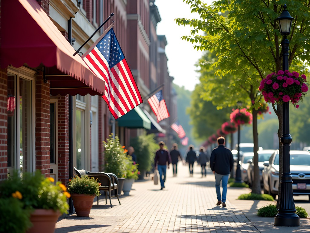 Historic brick buildings along Main Street in downtown Nashua with boutique storefronts