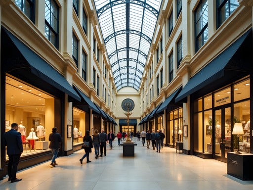 Elegant storefronts in the renovated Hahne & Co. building in Newark's Military Park district
