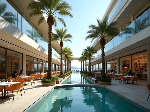 Modern Cap 3000 luxury shopping center with Mediterranean Sea views near Nice