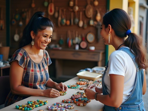 Respectful negotiation with tagua jewelry artisan in Portoviejo market