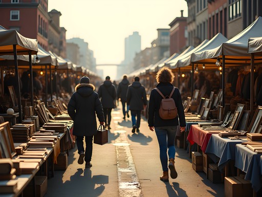 Vintage vendors and antique stalls at Marché du Vieux-Port weekend market, Quebec City