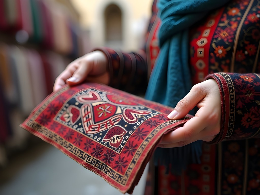 Close inspection of traditional Bulgarian embroidery patterns and techniques