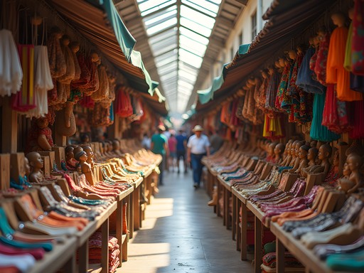 Colorful craft displays at Mercado Modelo in Santo Domingo
