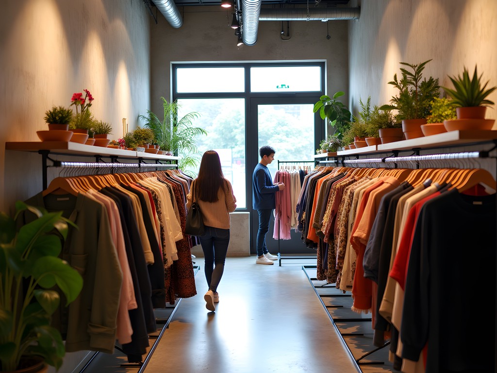 Stylish vintage clothing shop in Mangwon district featuring upcycled Korean textiles