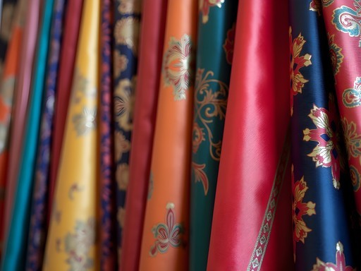 Colorful display of silk fabrics at Shanghai's South Bund Fabric Market