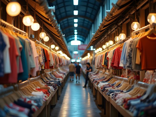 Colorful Bugis Street Market in Singapore with numerous stalls and shoppers