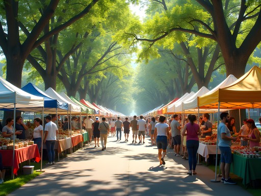 St. Albans Farmers Market with colorful artisan stalls and shoppers
