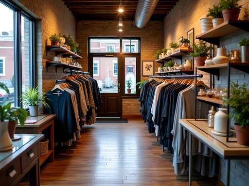 Cozy boutique interior in Sterling Heights with clothing displays and unique home goods