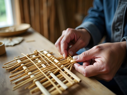 Thao artisan demonstrating traditional bamboo fish trap making techniques