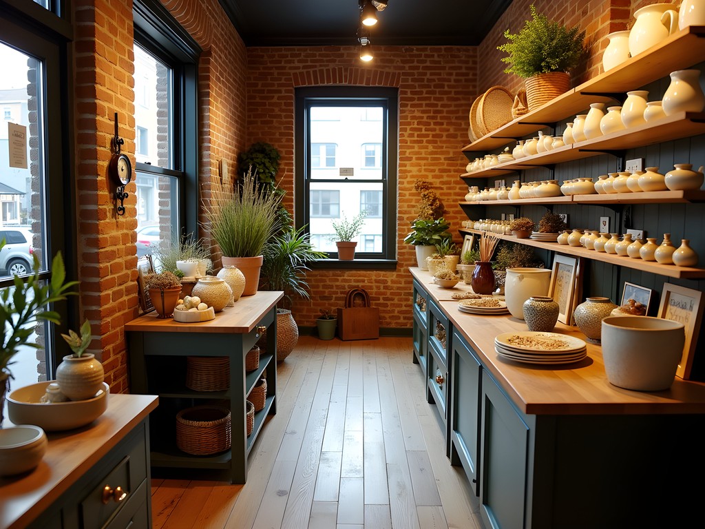 Cozy interior of independent boutique shop in downtown Syracuse with local artisan goods