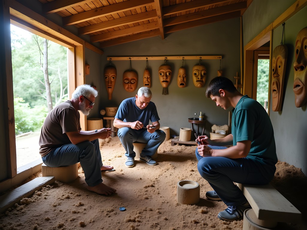 Guarayo woodcarving workshop in rural Bolivia