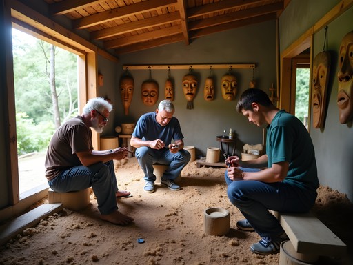 Guarayo woodcarving workshop in rural Bolivia