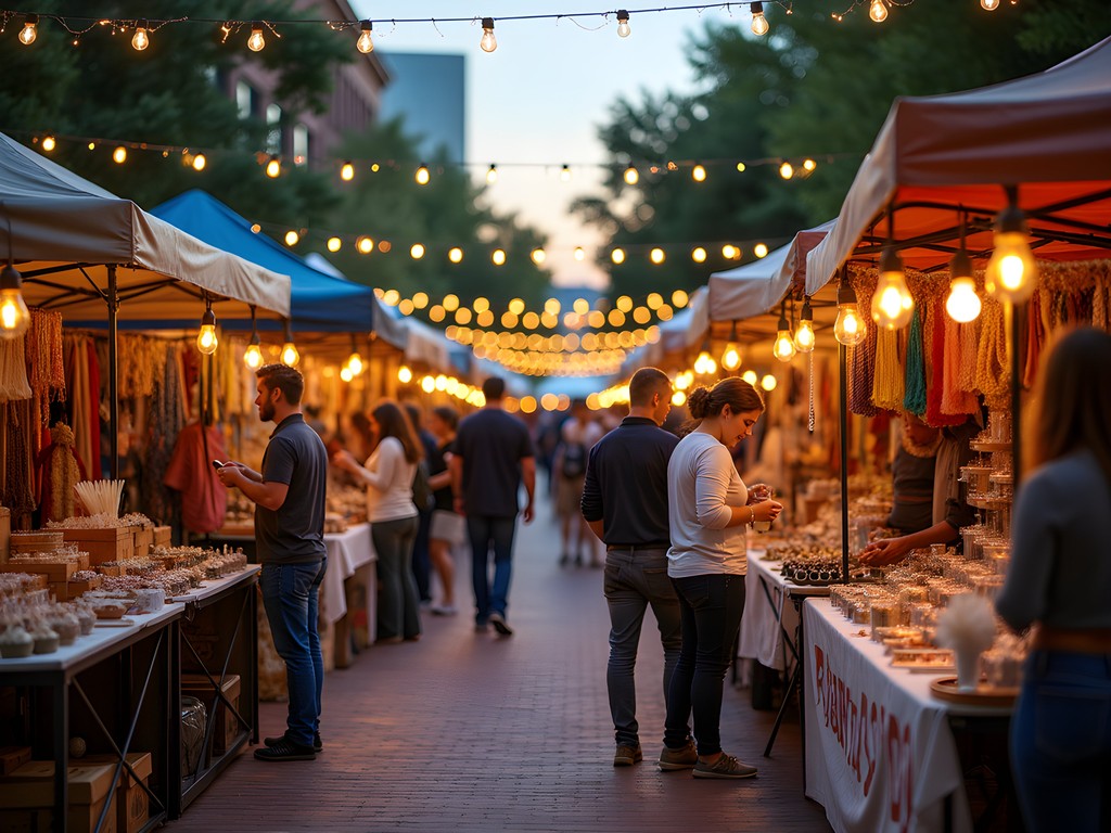Vibrant display of handcrafted goods at Tulsa Night Market