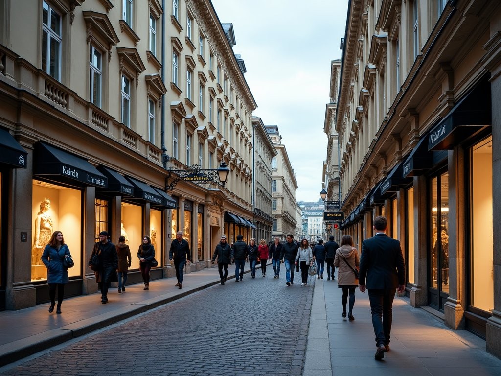 Elegant Kohlmarkt shopping street in Vienna with historic architecture and luxury boutiques